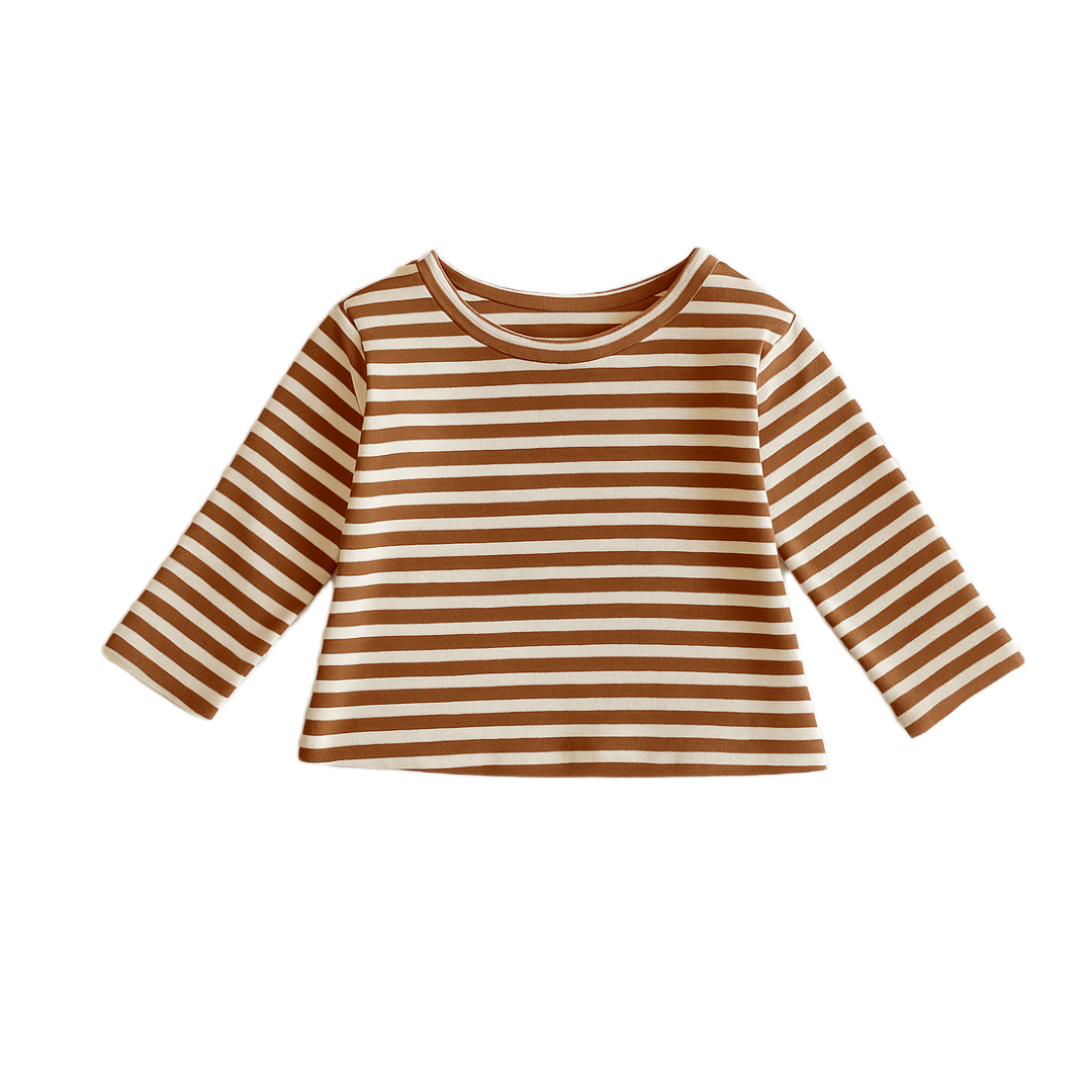 Classic Striped Long Sleeve Tee – Brown