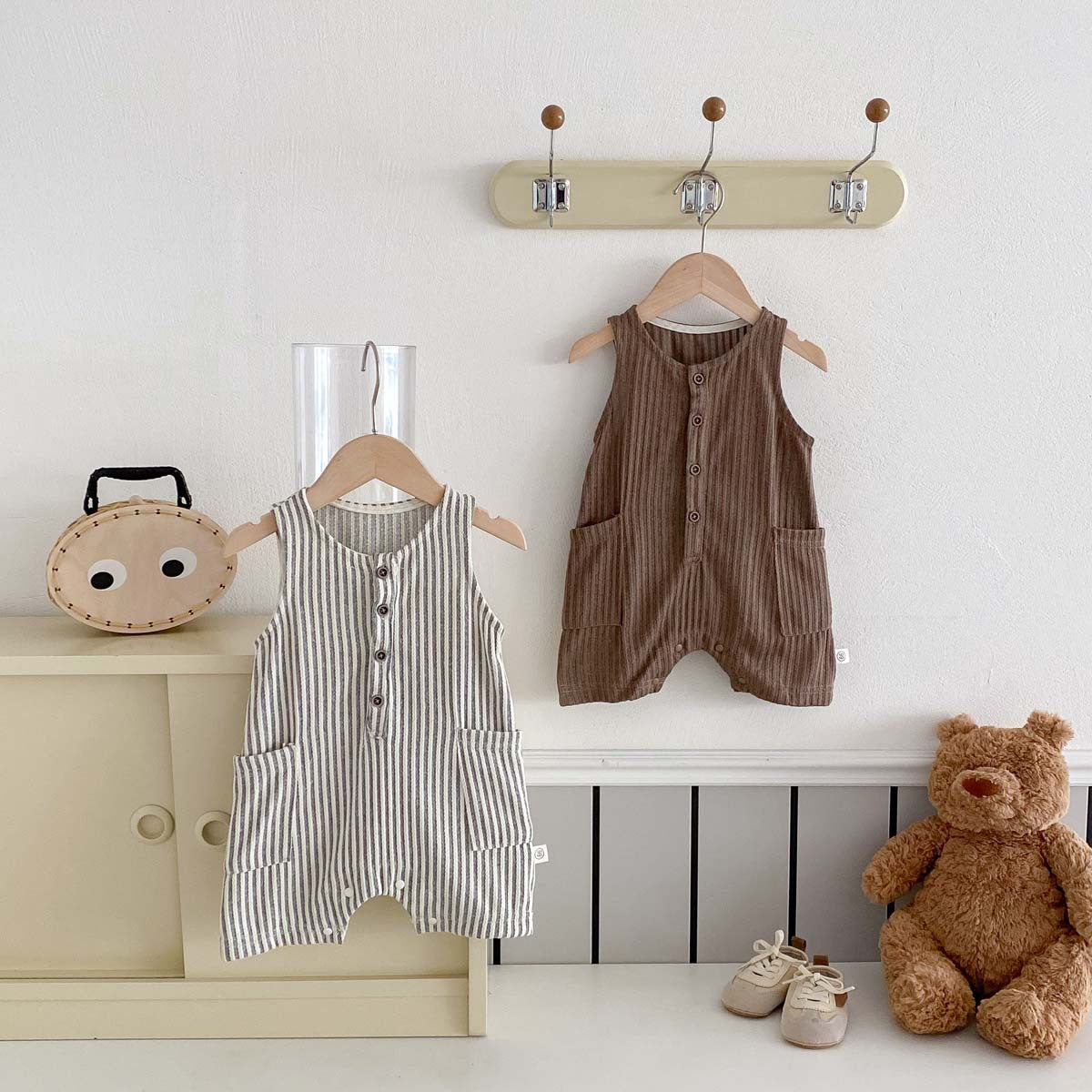 Striped Sleeveless Jumpsuit – Coffee