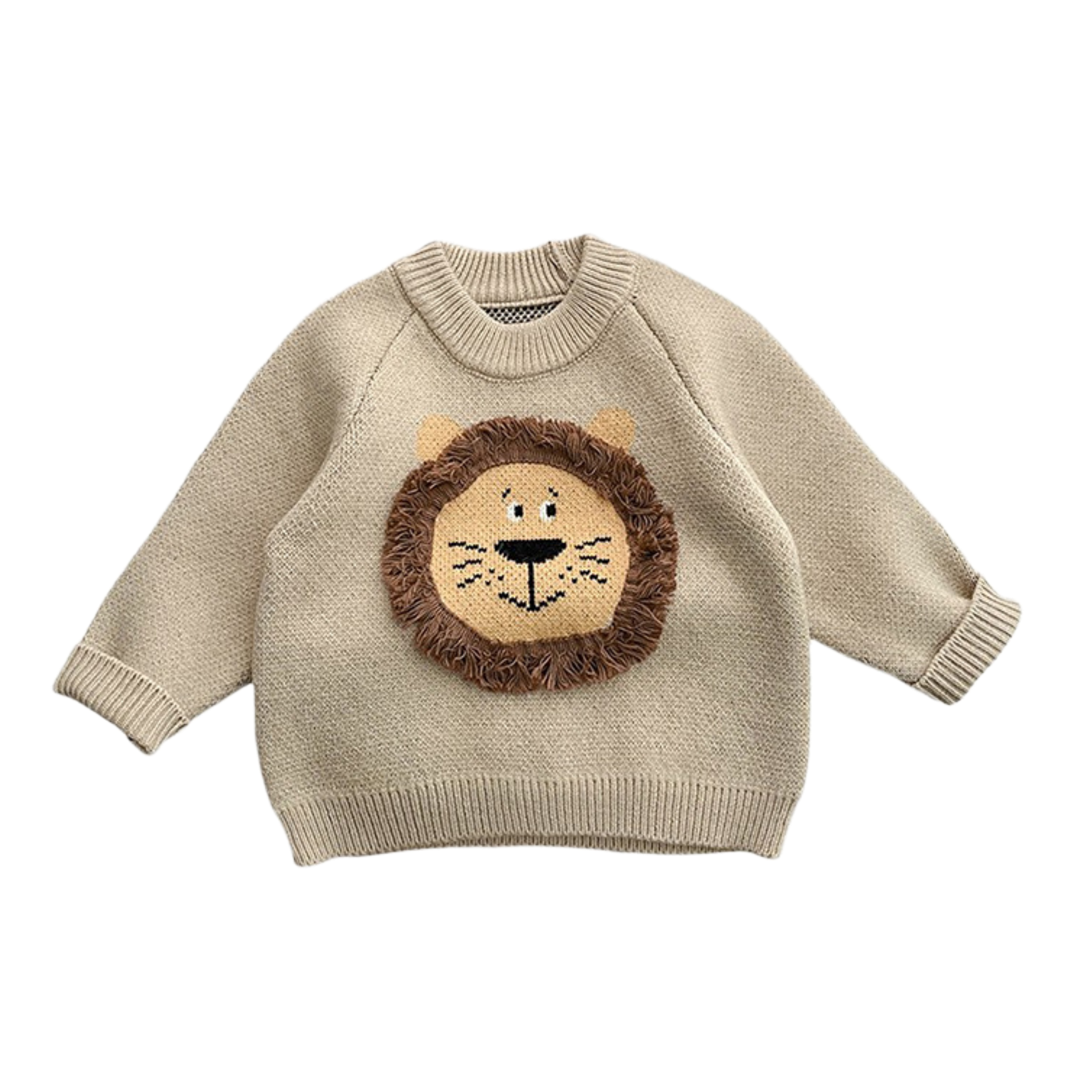 Little Lion Knit Sweater - Almond Beige