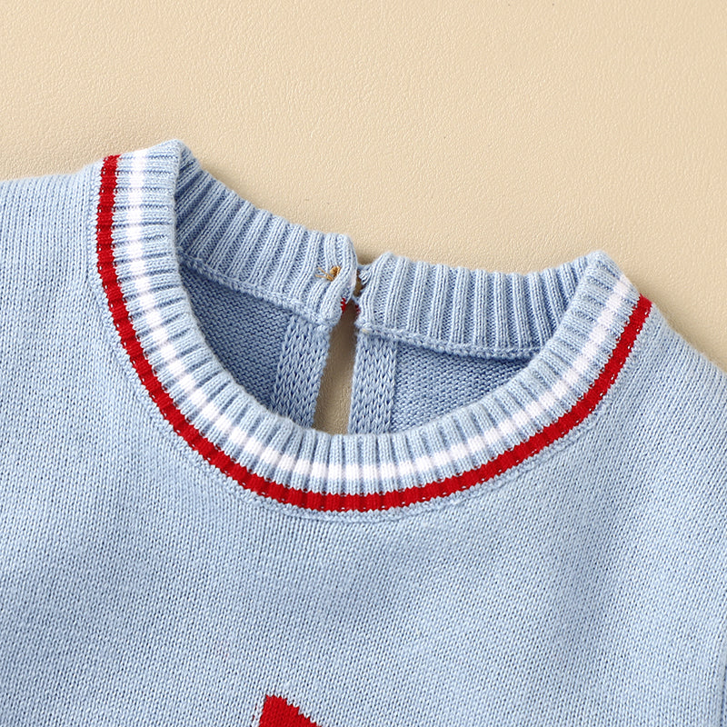 Knitted Blue Boat Print Short Sets - Baby Boy