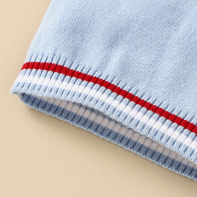 Knitted Blue Boat Print Short Sets - Baby Boy