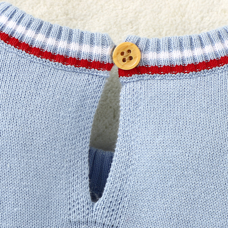 Knitted Blue Boat Print Short Sets - Baby Boy