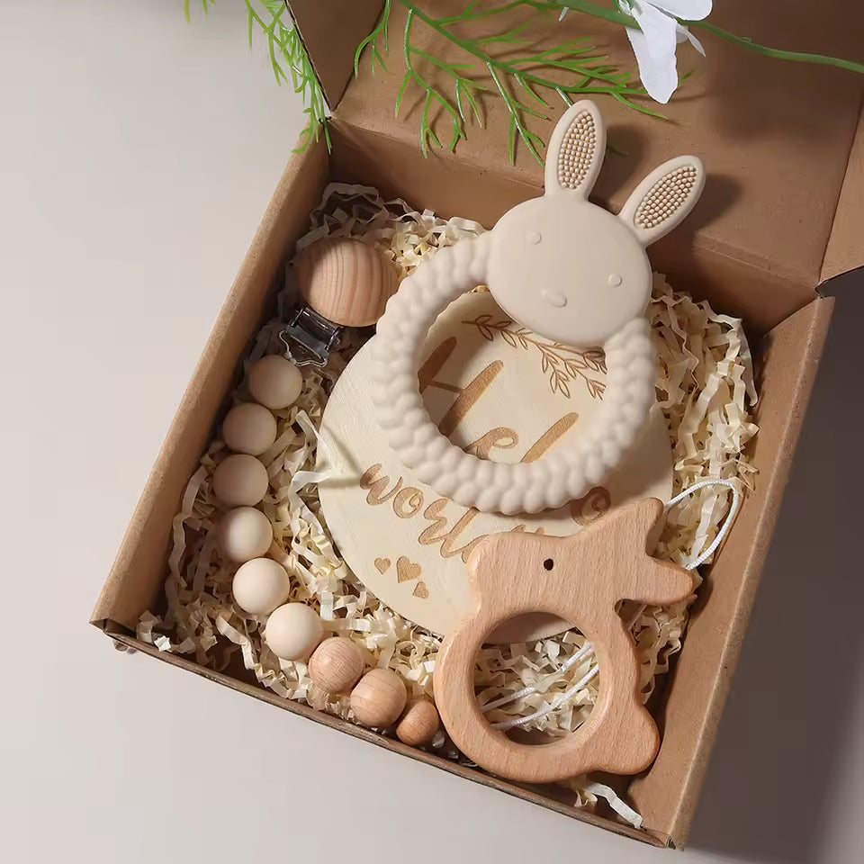 Lullaby Threads: Bunny Teether Box - Beige