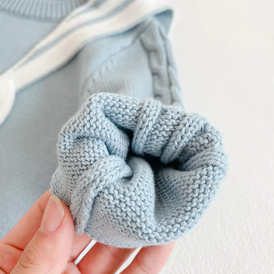 Sailor Knit Romper with Bow Detail - Blue