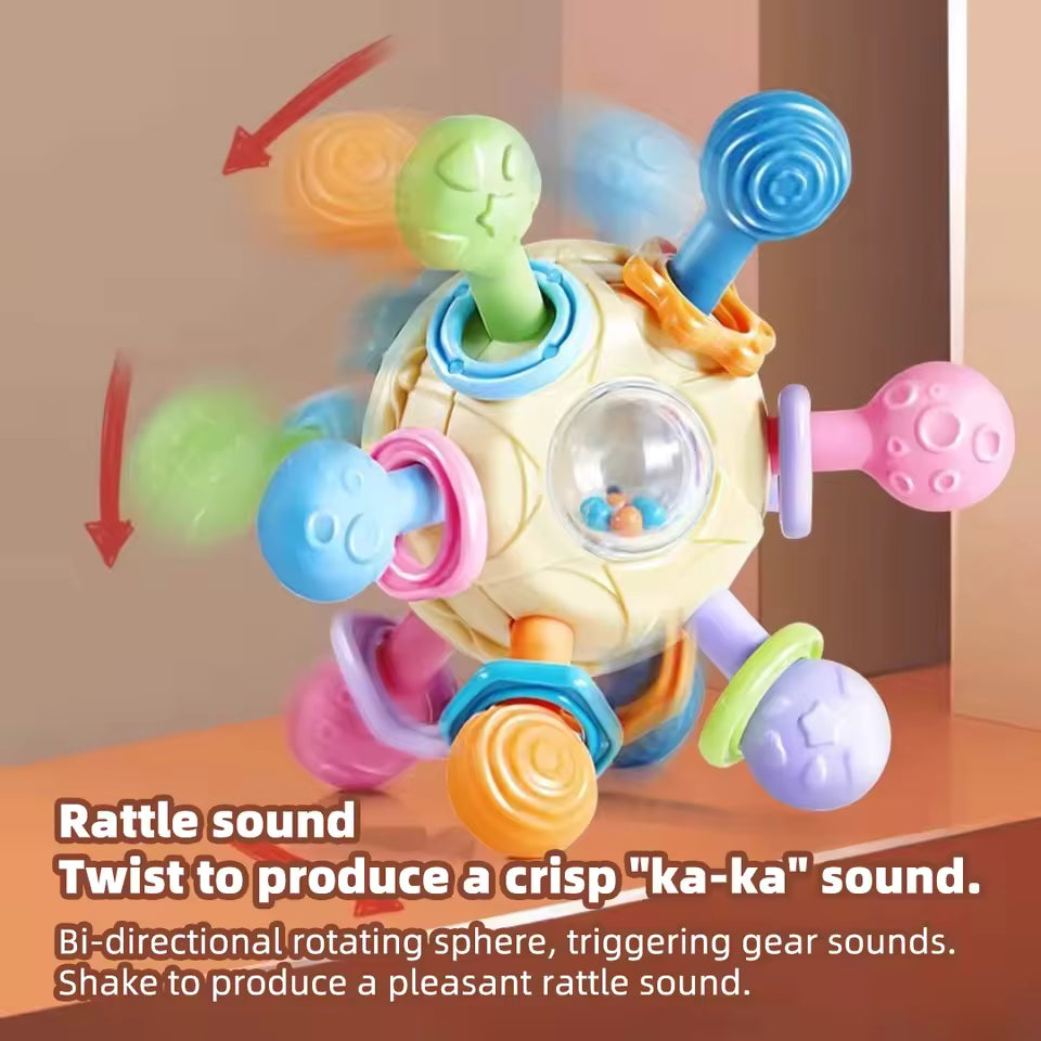 Baby Manhattan Grasping Ball - 3-in-1 Teether, Rattle, and Soft Rubber