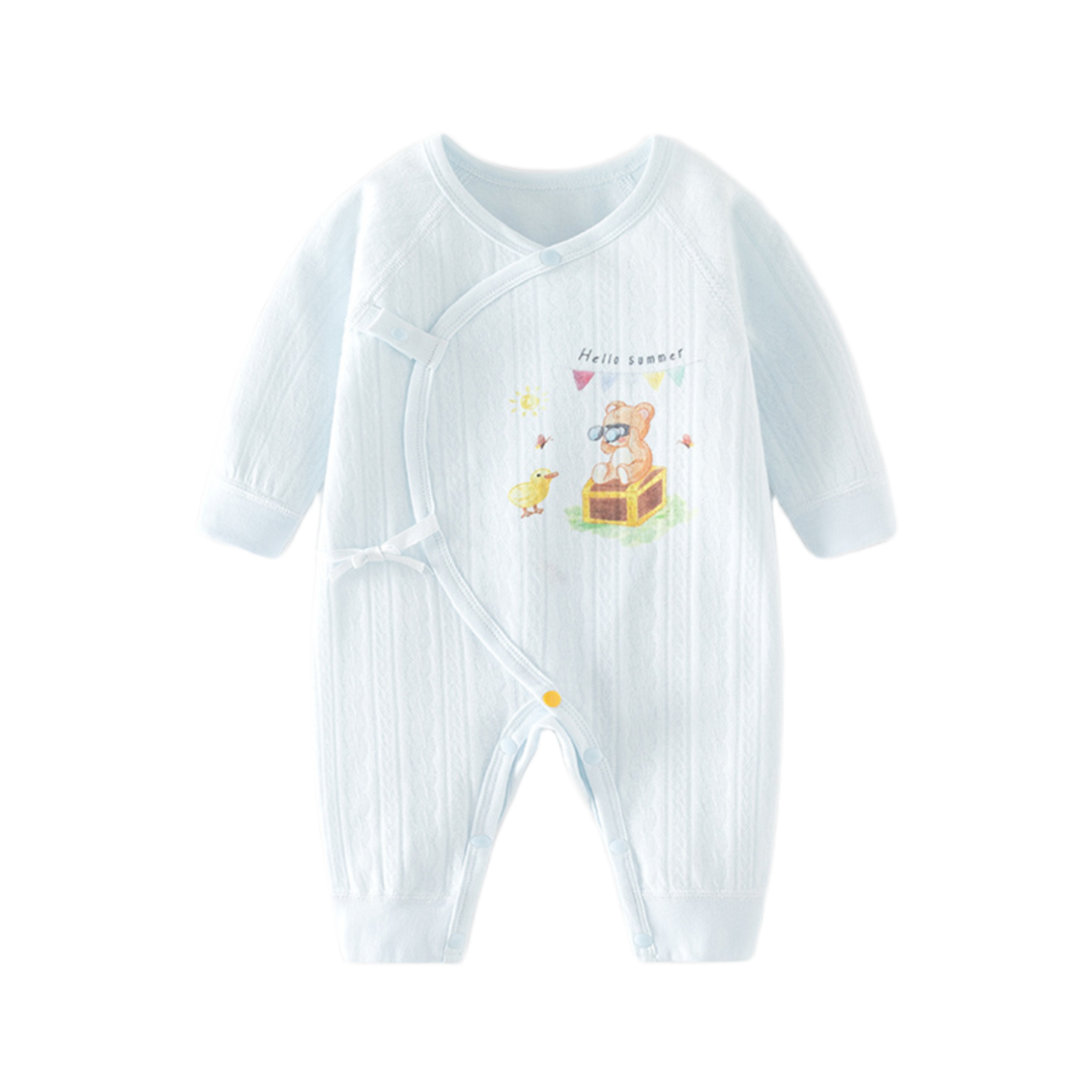 Bear and Duck Print Romper – Light Blue