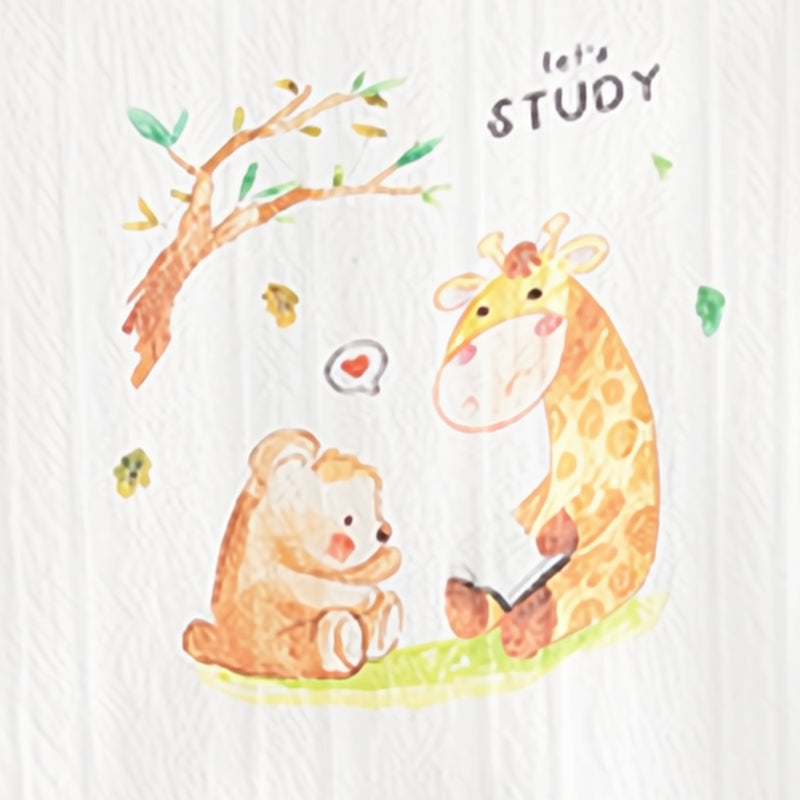 Giraffe & Bear Print Romper – White