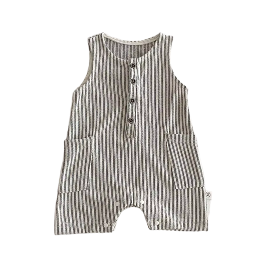 Striped Sleeveless Jumpsuit – White