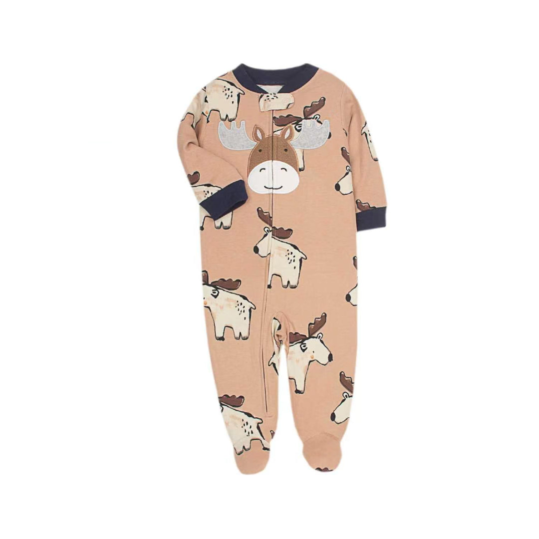 Moose Woodland Footed Sleeper – Warm Beige
