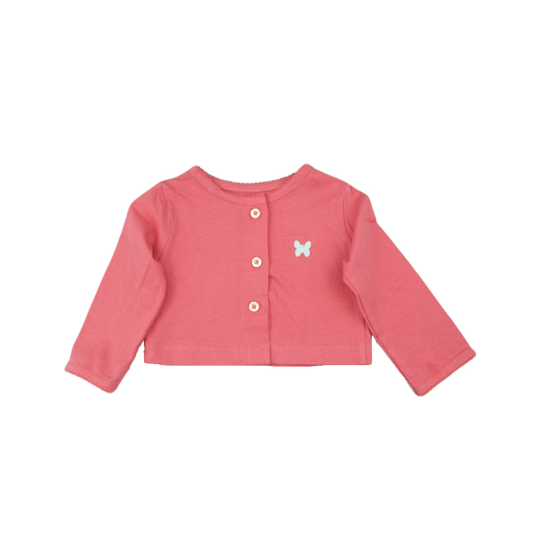 2-Piece Baby Girl's Long Sleeve Pink Butterfly Coat and Floral Dress