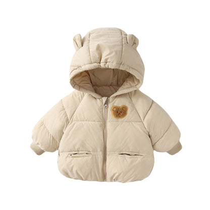Apricot Teddy Bear Hooded Baby Puffer Jacket