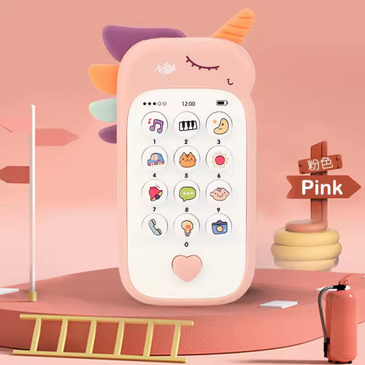 Baby Phone Toy with Music and Teether - Pink