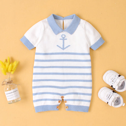 Baby Boy White/Blue Sailor Romper