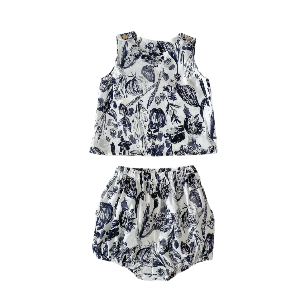 Botanical Print Two-Piece Set - Black & White