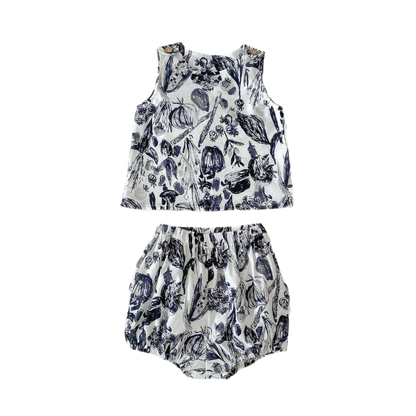 Botanical Print Two-Piece Set - Black & White