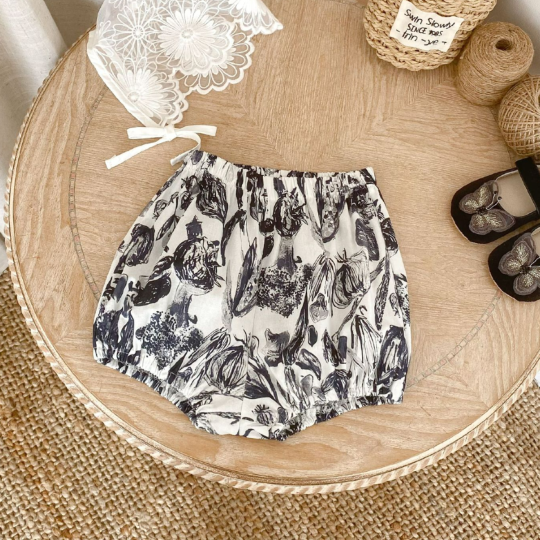 Botanical Print Two-Piece Set - Black & White