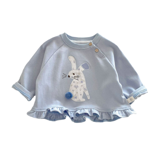 Bunny Frill Hem Sweatshirt - Light Blue
