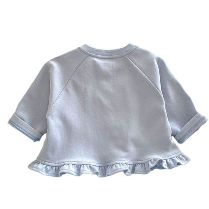 Bunny Frill Hem Sweatshirt - Light Blue