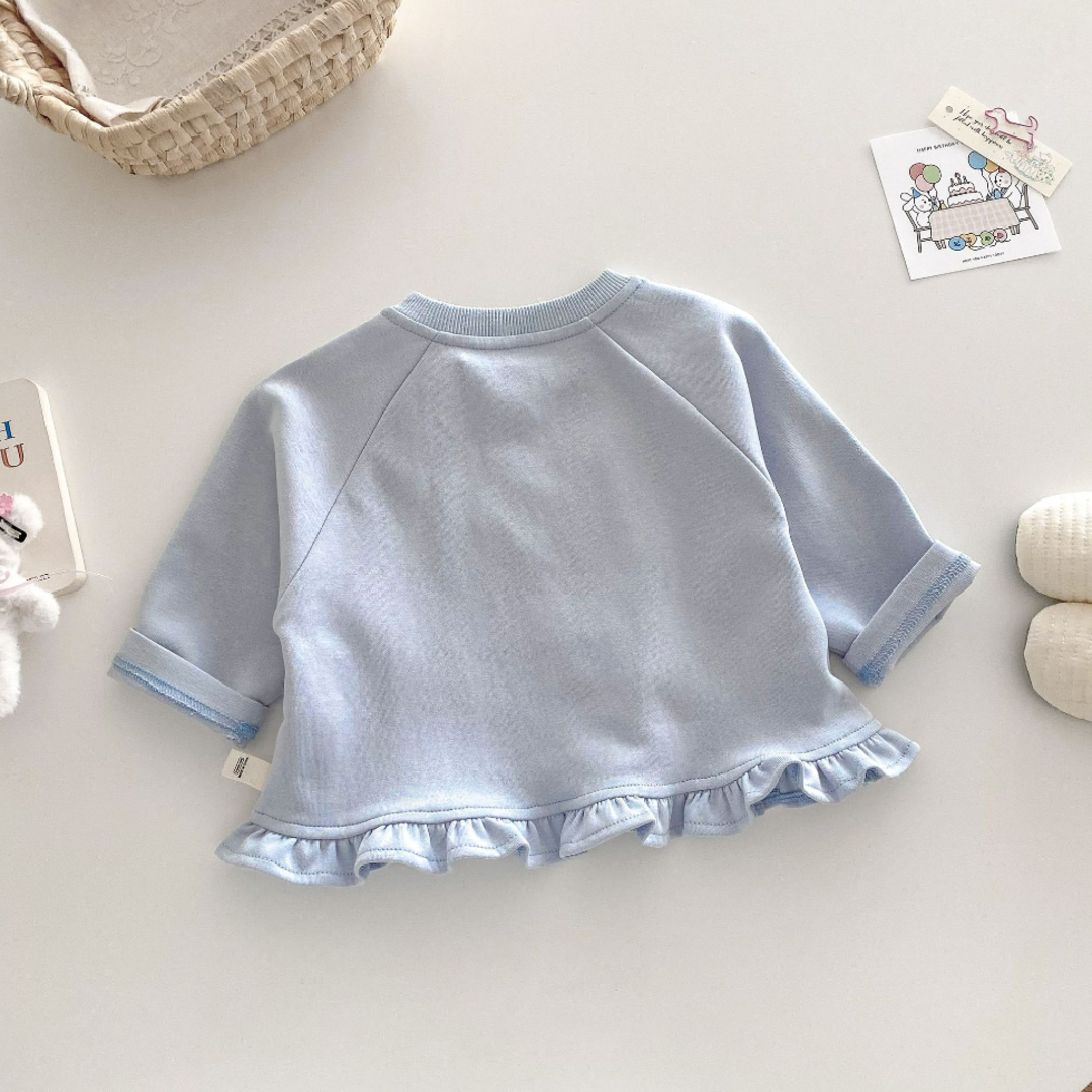 Bunny Frill Hem Sweatshirt - Light Blue