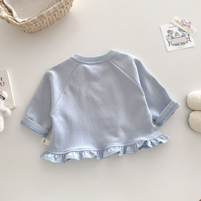 Bunny Frill Hem Sweatshirt - Light Blue