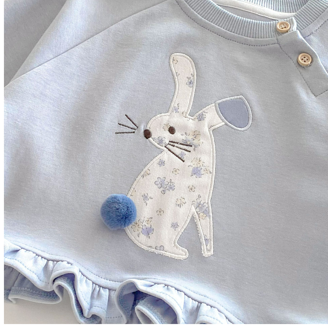 Bunny Frill Hem Sweatshirt - Light Blue
