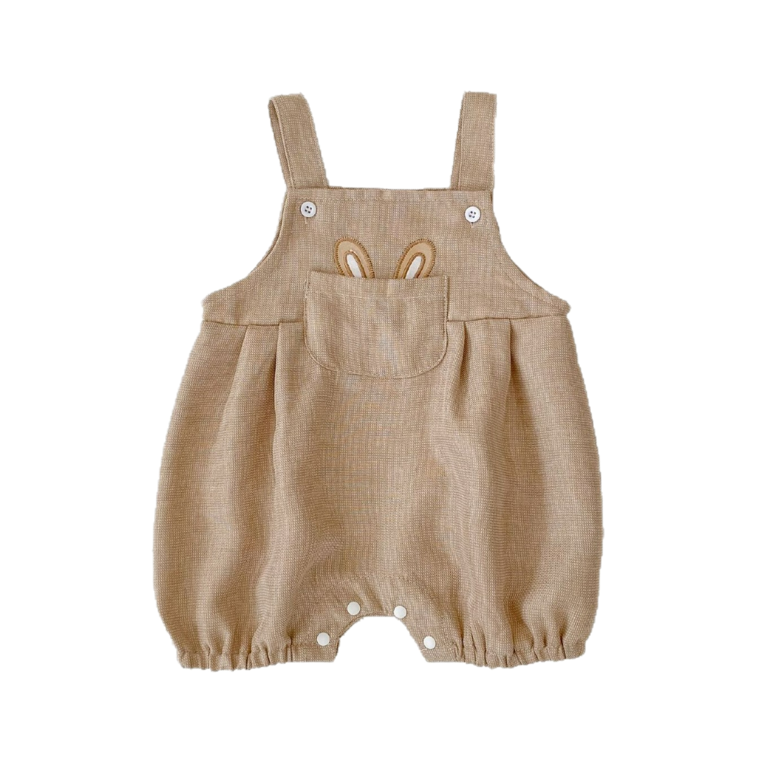 Bunny Pocket Romper - Almond