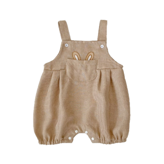 Bunny Pocket Romper - Almond