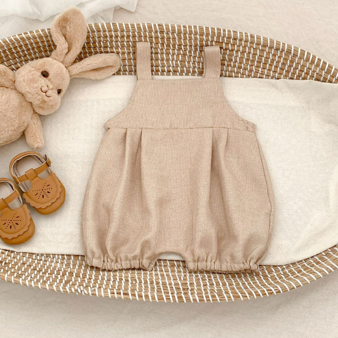 Bunny Pocket Romper - Almond