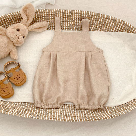 Bunny Pocket Romper - Almond