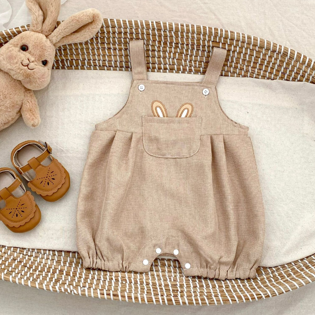 Bunny Pocket Romper - Almond