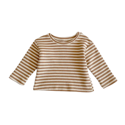 Classic Striped Long Sleeve Tee – Caramel Cream