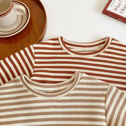 Classic Striped Long Sleeve Tee – Brown