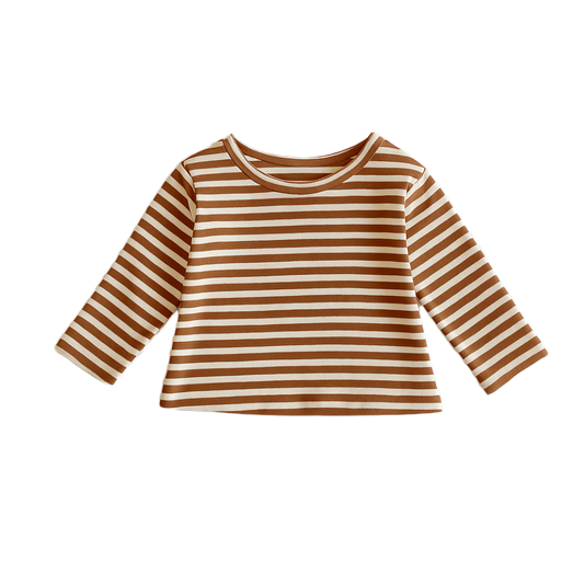Classic Striped Long Sleeve Tee – Brown