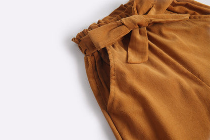 Corduroy Baby Girl Wide-Leg Pants - Tan