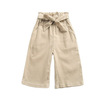 Corduroy Baby Girl Wide-Leg Pants - Beige