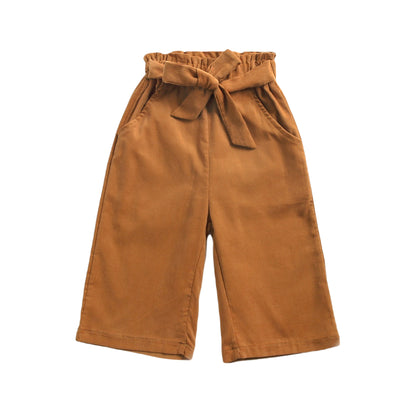 Corduroy Baby Girl Wide-Leg Pants - Tan