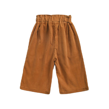 Corduroy Baby Girl Wide-Leg Pants - Tan