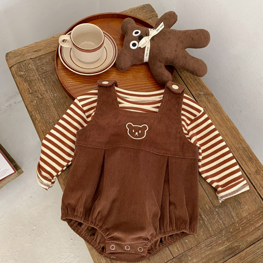 Cuddly Bear Baby Romper - Brown