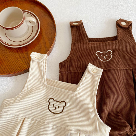 Cuddly Bear Baby Romper - Beige