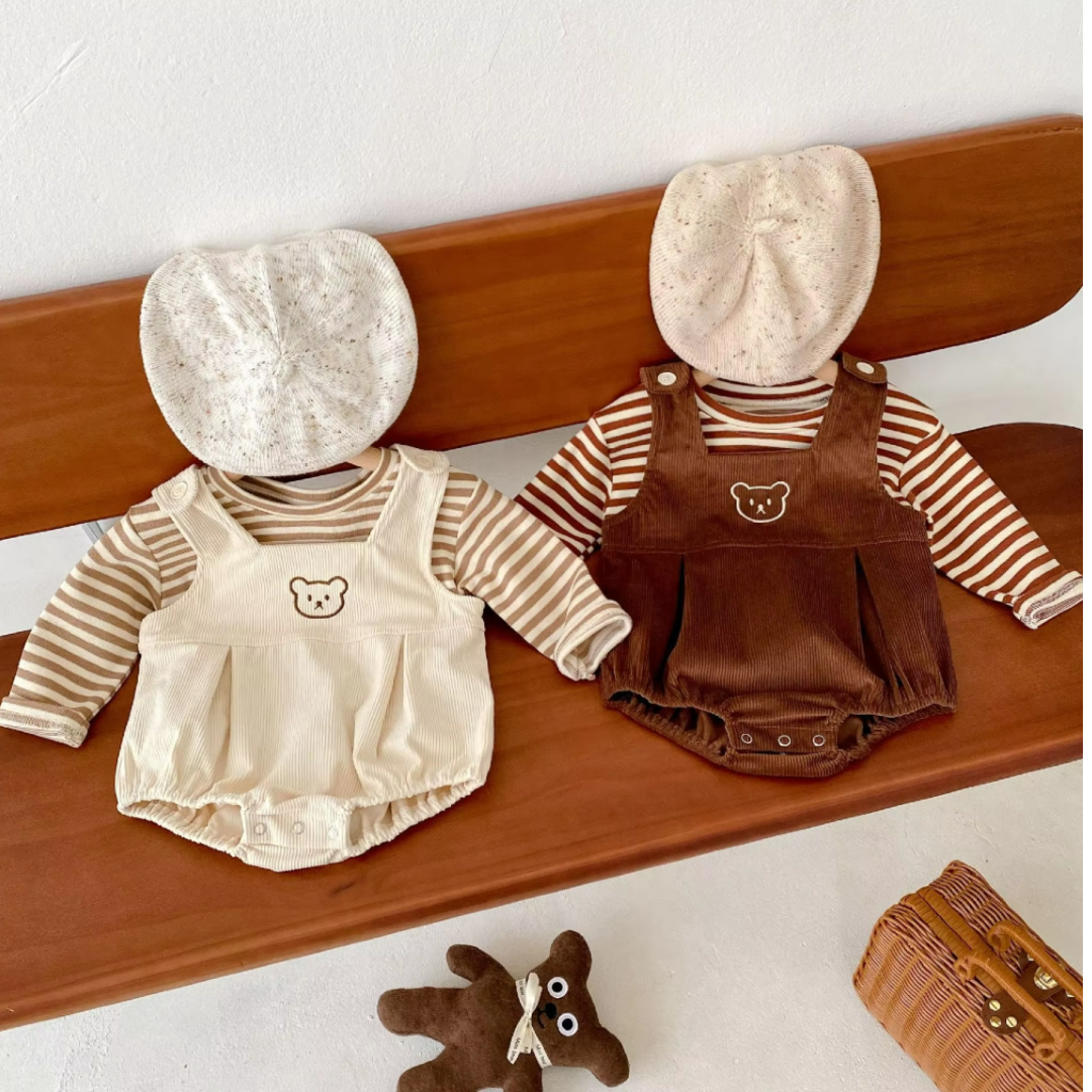 Cuddly Bear Baby Romper - Beige