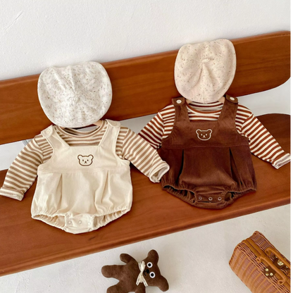 Cuddly Bear Baby Romper - Beige