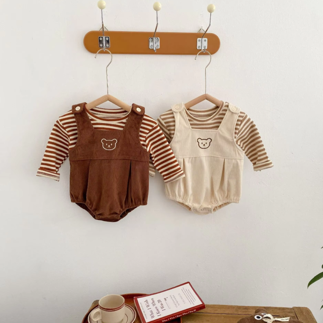 Cuddly Bear Baby Romper - Beige