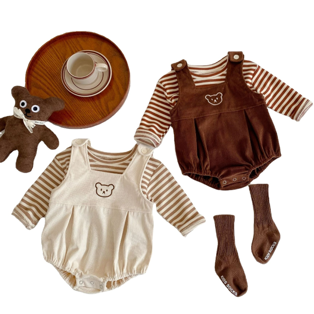 Cuddly Bear Baby Romper - Beige