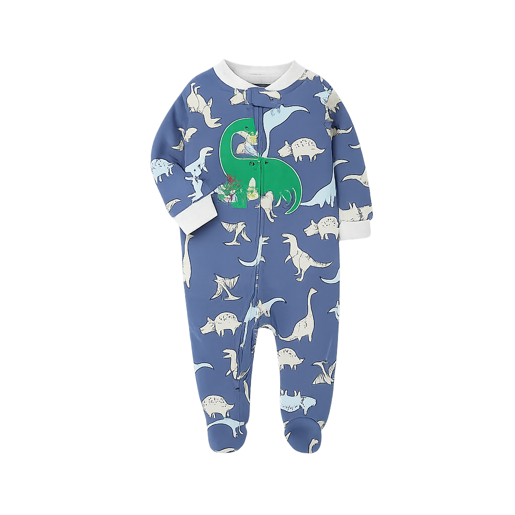 Dino Adventure Footed Sleeper Blue Multi - Baby Boy Romper