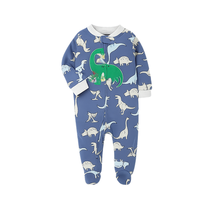 Dino Adventure Footed Sleeper Blue Multi - Baby Boy Romper