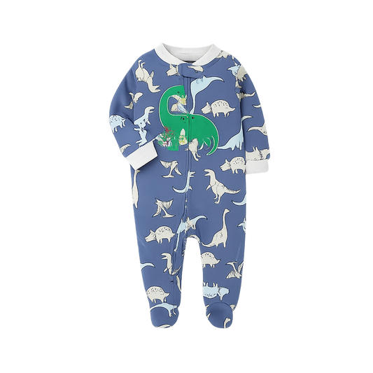 Dino Adventure Footed Sleeper Blue Multi - Baby Boy Romper