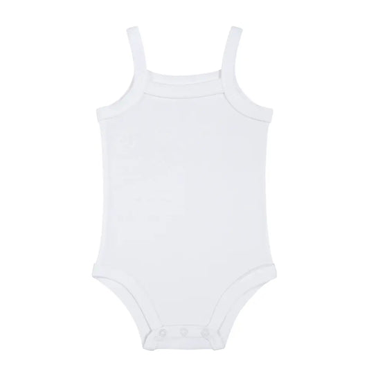 5 Piece White Sleeveless Baby Bodysuits