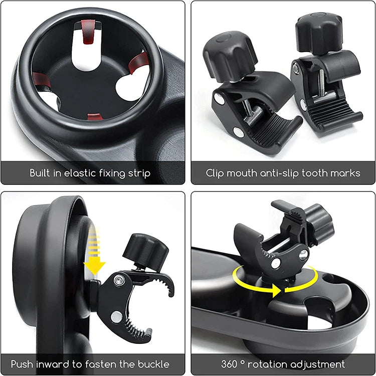 Features highlighted For Universal Snack Tray Cup Holder for Baby Stroller Suitable for Most Strollers Armrest Bumper Handrail