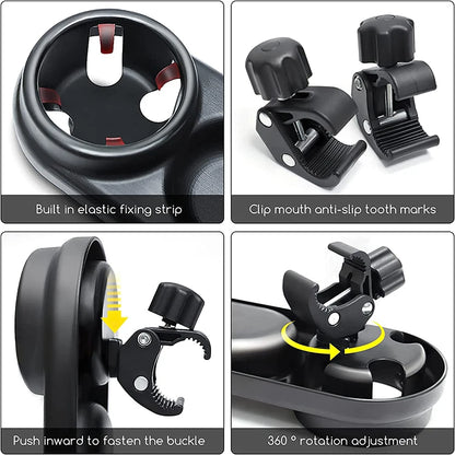 Features highlighted For Universal Snack Tray Cup Holder for Baby Stroller Suitable for Most Strollers Armrest Bumper Handrail