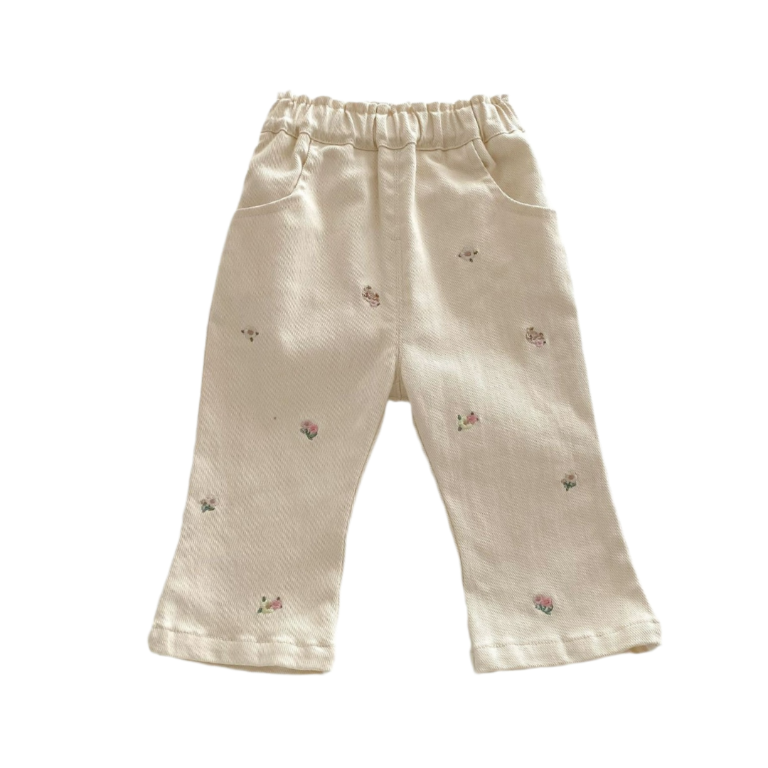 Little Blossom Flare Pants - Cream